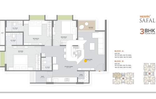 Sahajanand Safal 3bhk floor plan